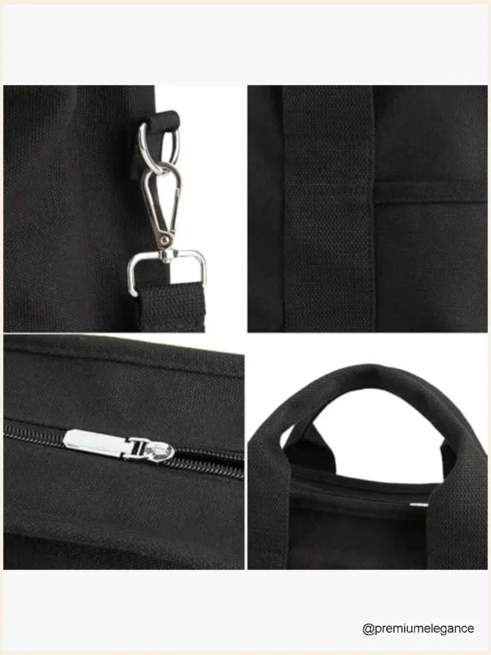 Small Canvas Mini Tote Bag with Zipper and Multi Pockets